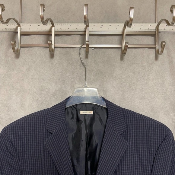 Vestimenta Blazer Men 42R Blue Check‎ Italy Neiman Marcus Unstructured Wool Luxe